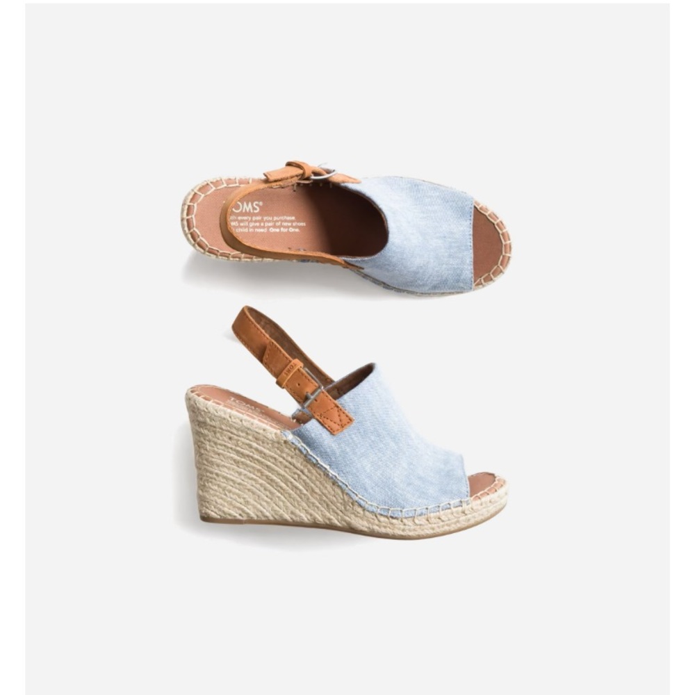 Toms wedges blue Jean color